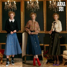 [런칭가 79900원]안나수이(ANNA SUI) 플라잇 오브 쥬얼 버튼 데님 스커트 1종 - 안나수이재팬