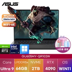 [ASUS] GU605MY-QR102W WIN11 대학생 업무용 영상편집 노트북, WIN11 Home, 64GB, 2TB