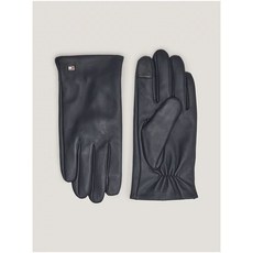 TOMMY HILFIGER ESSENTIAL LEATHER GLOVES WITH ENAMEL FLAG AM0AM11482DW6 Space Blue