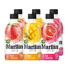 [자연은] [웅진식품] 더말린 제로칼로리 500ml x 6페트 (복숭아 애플망고 자몽 각, 6개