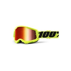 100% STRATA 2 프리미엄 보호 스포츠 고글, Yellow - Mirror Red lens, 1개