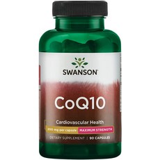 Swanson CoQ10 심혈관 뇌 에너지 및 심장 건강 항산화 지원 보조제 200 mg 90 캡슐, 1개, 90정