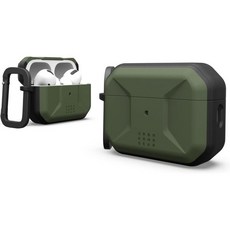 UAG AirPods Pro(2022년 2세대)용 탈착식 키체인 카라비너가 포함된 민간용 블랙 프리미엄 러기드 슬림 방수 전체 보호 케이스 커버, Olive Drab