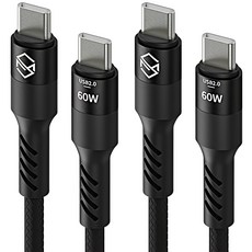 SINJIMORU 銅鍍錫單線強化60W C to C PD快充線, 黑色, 2個, 2m