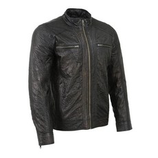 Milwaukee Leather SFM1861 남성용 투톤 가죽 재킷 전면 지퍼 클로저 블랙., XX-Large