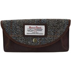 영국 가방 회사 Carloway Peak Harris Tweed 및 가죽 안경 케이스 브라운