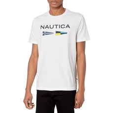 노티카 남성용 지속 가능하게 제작된 로고 신호 깃발 그래픽 티셔츠 Nautica 남성용 지속 가능하게 제작된 로고 신호 깃발 그래픽 티셔츠 네이비