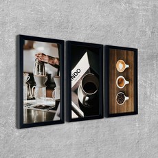 에이모노 카페 인테리어 액자세트, CC커피사진, 블랙액자 x 3개