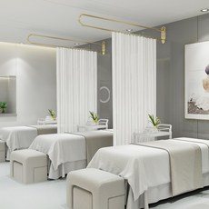 피부 마사지 커튼 파티션 마사지샵 뷰티샵 칸막이 인테리어, 2미터 길이 + 반지 + 살구색 실, 1개