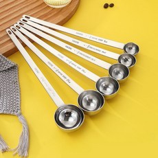  ()스텐 커피스쿱 원두계량스푼 양념 숟가락 수저 베이킹, 6개 세트 
