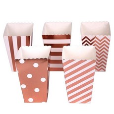 6PCS 로즈 골드 종이 팝콘 파티 상자 실버 팝 옥수수 사탕/Sanck 웨딩 생일 영화, RoseGold Vertical, 6개, 단일옵션