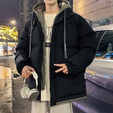 POMTOR 남자 겨울 패딩 코트 도톰하고 따뜻한 후드 패딩 점퍼