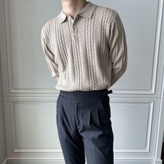 누블랑 모사 남성 추동 니트 남성 빈티지 터틀넥 솔리드 폴로 풀오버 니트