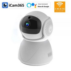 2023 홈캠 5Ghz 24G 듀얼 밴드 1080P WiFi 무선 자동 추적 모니터 PTZ 보안 감시 CCTV 미니 YIIOT 카메라 Alexa Google, Camera+영국 플러그, 1개
