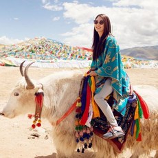 망토 스카프 전통 가을 롱 몽골 문양 티베트 여행 Qinghai Kashgar 소금 호수 초원 사막 관광 목도리 이중 사용 두꺼운 105738