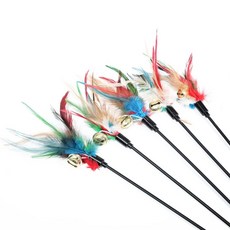 애완 동물 고양이 스틱 깃털 막대 마우스 미니 벨 캐처 티저 인터랙티브 새끼, 50cm Colorful, [12] 50cm-Colorful