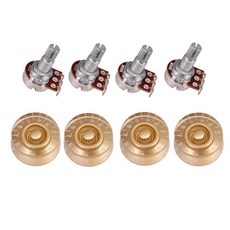 STK 4 pcs 기타 전위차계 오디오 포트 a500k b500k 18mm 교체 및 4 pcs 기타 볼륨 톤 컨트롤 노브, 설명, 설명, 황금, 4개