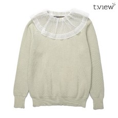 티뷰 넥레이스 장식 니트 TNJ2KP273 MT