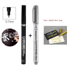 Haile 미러 마커 액체 펜 세트 실버 크롬 DIY 아트 수지 페인트 마감 금속 공예품 Pe, 07 Marker Set -0.7mm D