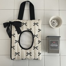 러브위드 리본 물티슈케이스 화이트 블랙 물티슈가방 유모차가방, 1개, 블랙리본아이보리
