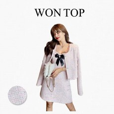 WT5901[원탑WonTop] 가을신상 샤넬풍 여성자켓원피스세트 리본포인트 트위드여성자켓 최신상인기여성의류