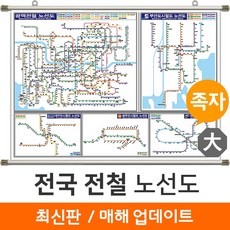 [지도코리아] 전국 전철노선도 210*150cm 족자 대형, 고급천 - 족자형