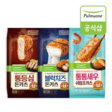 풀무원 돈카츠 3종(통등심/블럭치즈/통새우) 3봉 혼합구성, 통등심 1봉+블럭치즈 1봉+통새우 1봉, 1개