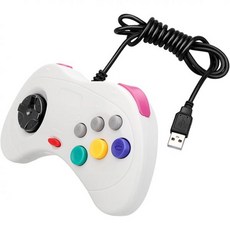 K＆SGAMER KSGAMER 세가 새턴형 게임패드 USB 컨트롤러 Steam PC 미스트 그레이, 1개