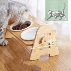 바르니디 강아지 고양이 밥그릇 수반 높이조절 원목식탁 밥그릇EF526, 대나무식탁(스텐그릇2개), 2개