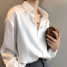 여성 3컬러 새틴 블라우스 긴팔 셔츠남방 샤틴셔츠, 샴페인골드, 본상품선택