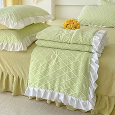 침대 치마 여름 이불 4 피스 세트 러플 세척 가능한 에어컨 퀼트