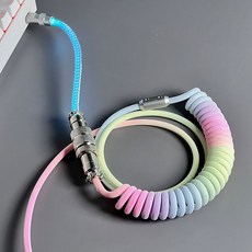 UNKNOWN ERROR 항공 케이블 RGB LED 기계식 키보드 텔레스코픽 스프링, 원사이즈, 타입B - USB-TypeC 키보드 케이블