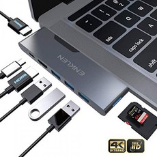 Mac OS 트리플 디스플레이 도킹 스테이션 용 USB C 허브 8 in 2 ENKLEN 유형 C 동글 MacBook Pro 2019-2016, 단일상품