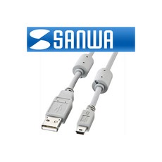 강원전자 SANWA(산와) KU-AMB503 USB A-Mini B 케이블 (USB2.0 0.3M 그레이), 1개