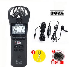 줌 H1N 핸디 휴대용 디지털 레코더 BOYA BY M1 Lavalier 마이크 스마트 폰 카메라에 대 한|마이크|, 1개, SD Card kit 1, 단일