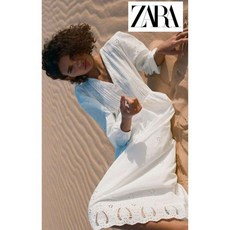 자라 루즈핏 자수 화이트 롱 원피스 zara