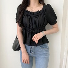 스퀘어넥셔링블라우스