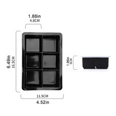 4/6/8/15/37 위스키 얼음 트레이 금형 둥근 사각형 대형 식품 등급 실리콘 얼음 트레이 금형 DIY 제빙기 얼음 트레이, 6칸, 1개