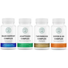 Mind & Body Harmony Bundle - 7 Mushroom & Support for Cognitive Wellness Super B-100 & Adaptogen Com