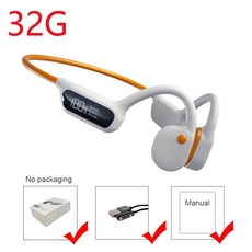  실제 골전도 수영 헤드폰 IPX8 방수 32GB MP3 플레이어 무선 블루투스 5.2 이어, 6.X10-White-With-LED, X10WhiteWithLED 