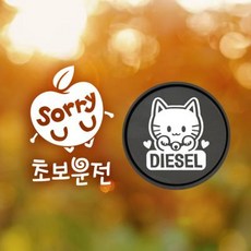 아트박스/제제데코 P_초보운전 사과sorry 반사+주유구마네키네코 디젤W, 1개