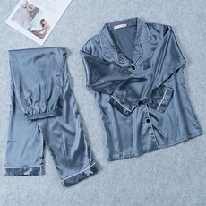임산부 잠옷 임부잠옷 수유잠옷 임산부잠옷 수유복 홈웨어 2 조각 가짜 실크 새틴 세트