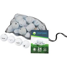 Clean Green Golf Balls클린 그린 골프공 24 프로 라인 리사이클 믹스 중고 벌크 및 메쉬 리유저블 백 포함 남녀 공용 재활용, 1개 - kleen골프공