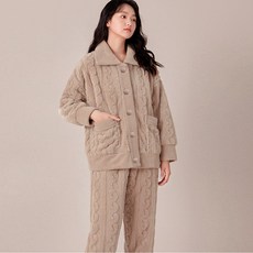 착한플리츠 극세사 꽈배기 남녀커플 수면잠옷 세트