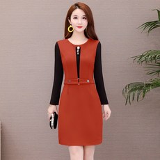 헬로케이 슬림 긴팔 원피스 겨울 가을 중년 여성의류 40대 50 빅사이즈 슬림핏 마담 엄마옷 가을옷 긴소매 이너