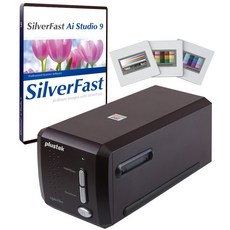 Plustek OpticFilm 8300i Ai 필름 스캐너 - SilverFast Ai Studio 9 + 고급 IT8 캘리브레이션 타겟(3 슬라이드) 35mm 필름 및 슬라이드를 디지털로 변환