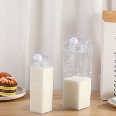 라슈에뜨 우유팩 모양 투명 보틀 우유 주스 물 커피 보관 투명 용기 1L x 2개, 1L (2개입)