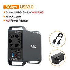 MAIWO 3.5 인치 디스크 어레이 하드 드라이브 박스 듀얼 베이 RAID SATA-USB 외부 선풍기 포함 4 가지, 02 AU Plug, 한개옵션1