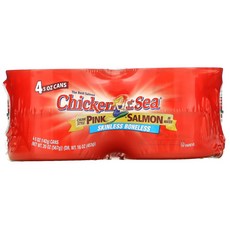 Chicken of the Sea 청크 스타일 핑크 연어 인 워터 스킨리스/본리스 4팩 (142 g) 각 1팩, 1개