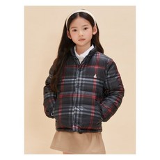 빈폴키즈 덕다운 체크 리버서블 한줌 경량패딩 - 블랙